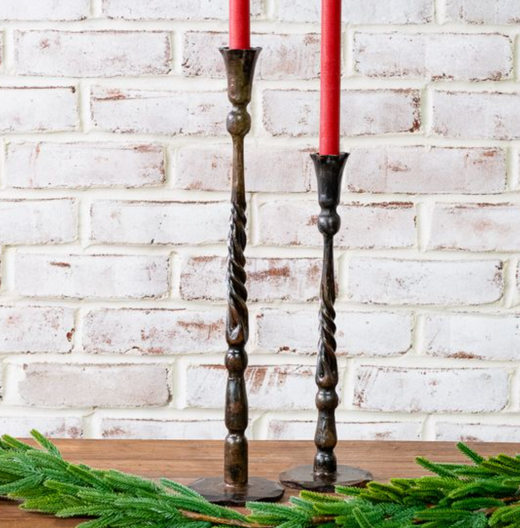 Metal Antique Twist Candle Holders