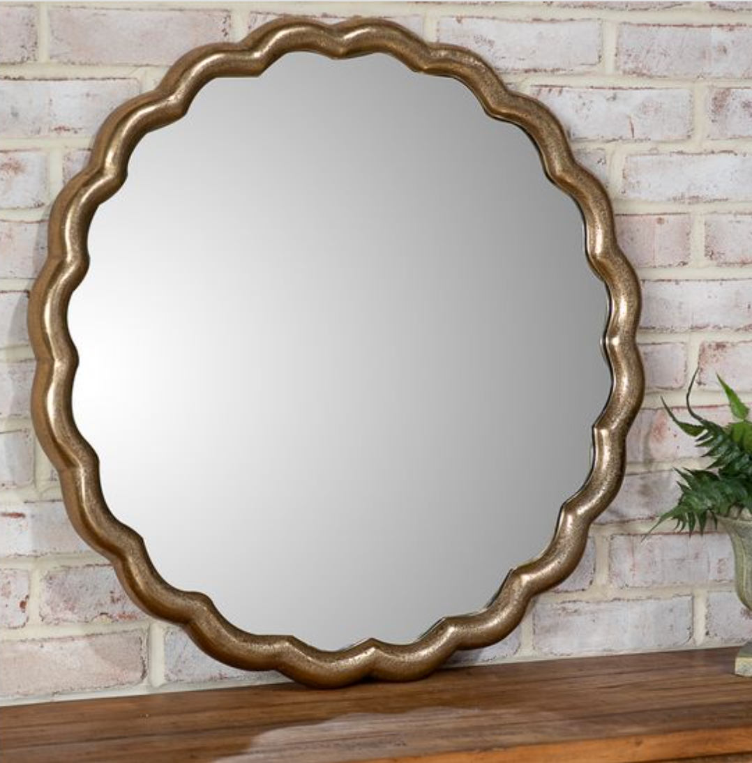 26.5" Antique Brass Scallop Edge Mirror