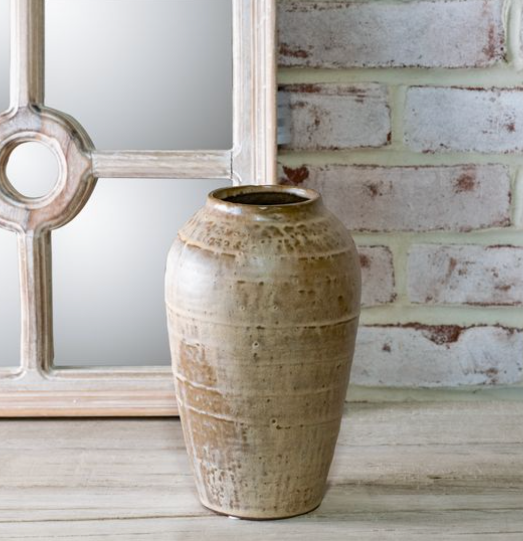 9" Milky Beige Ceramic Vase