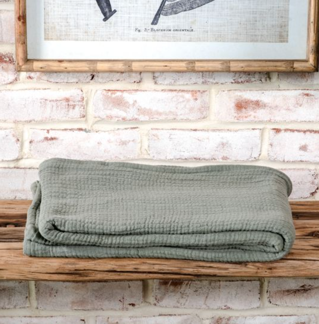 Burnt Olive Cotton Throw