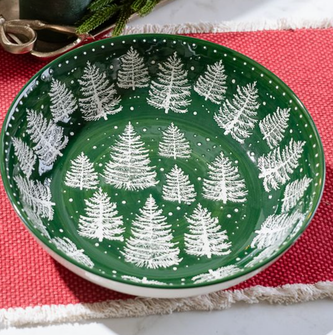 10" Winter Trees Ceramic Serving Bowl