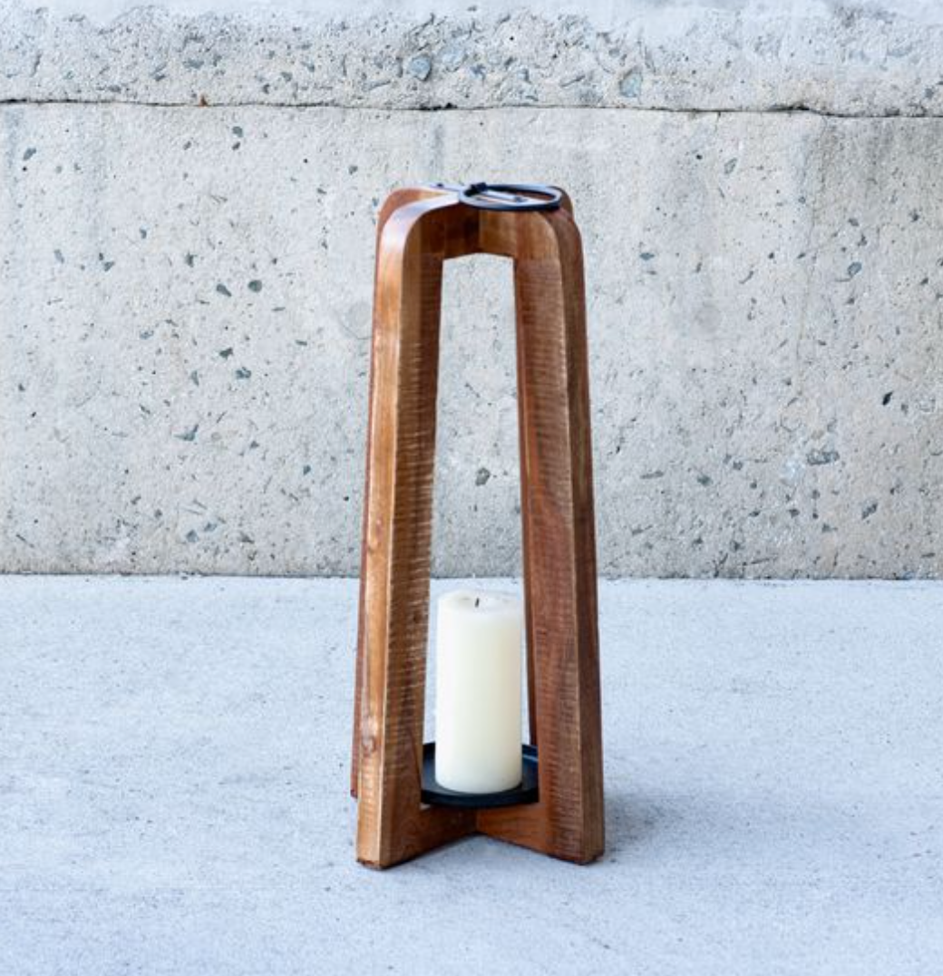 21" Wood Candle Lantern