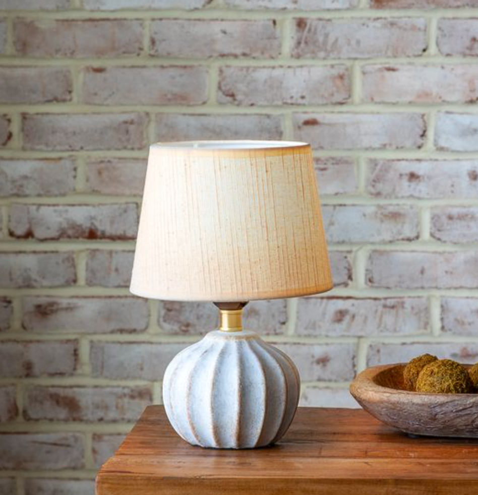 10" Beige Wash Stripe Lamp
