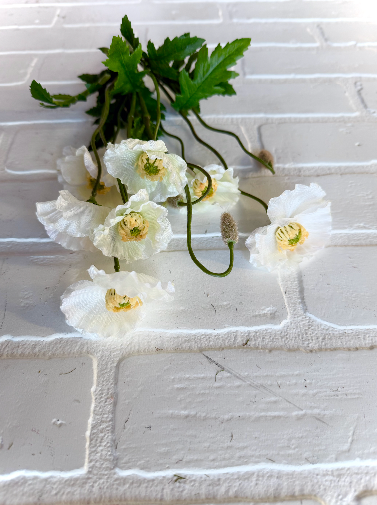 15" Cream Poppy Bush