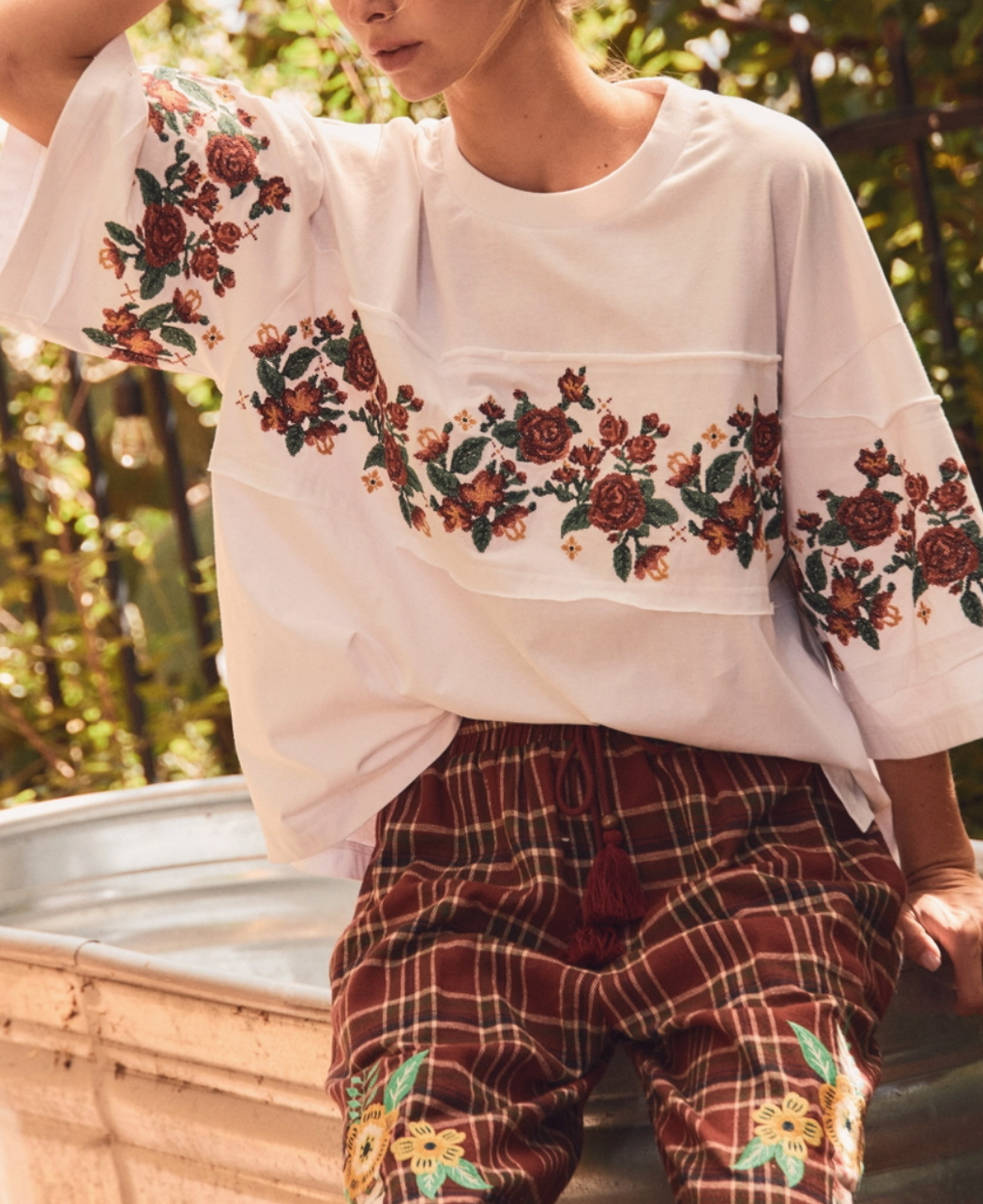 Floral Embroidered Knit Tee