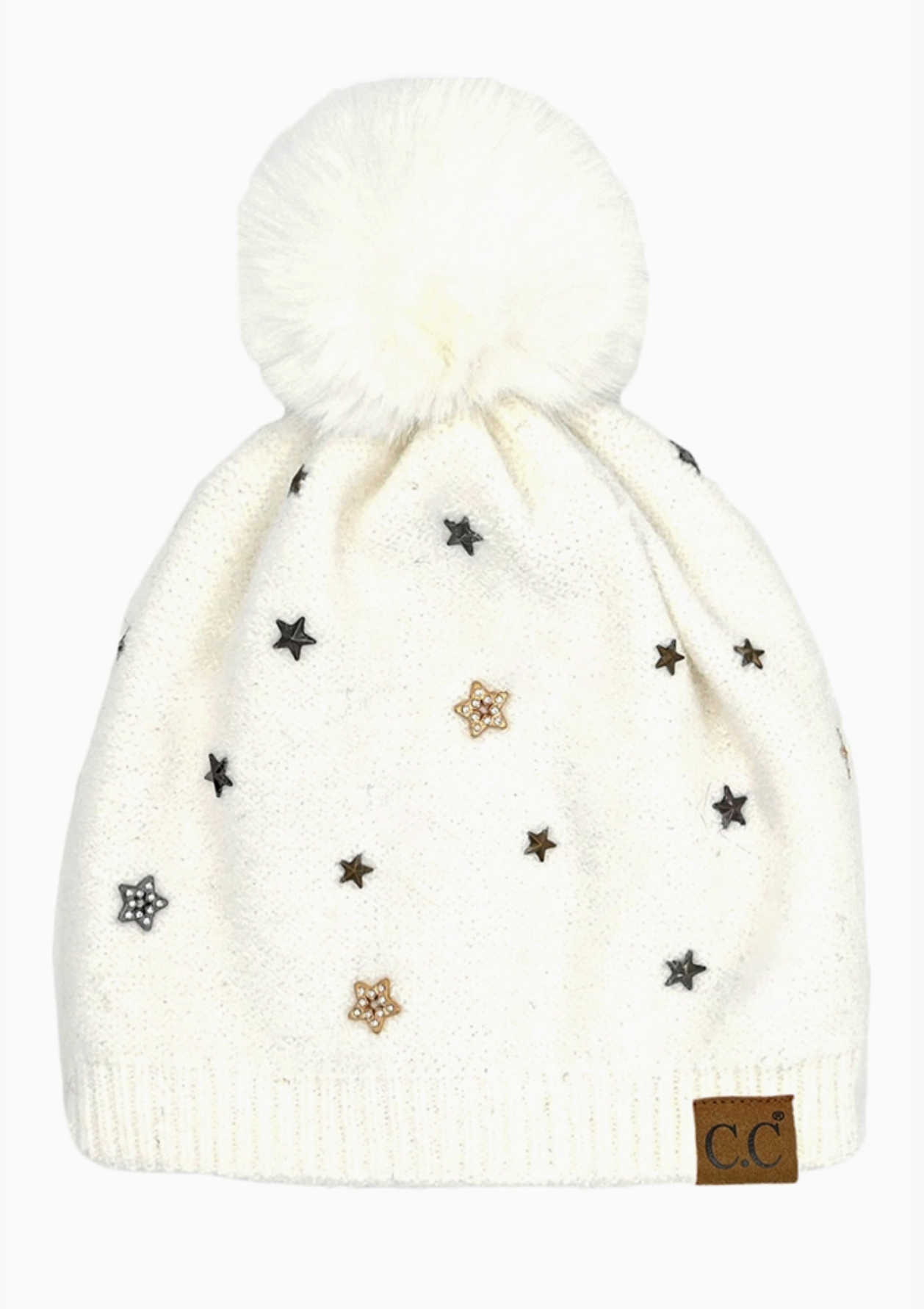 C.C. Star Stud Pom Beanie