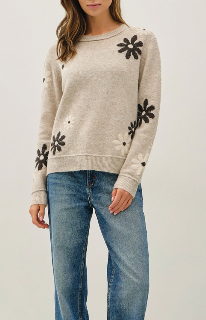Wool Blend Floral Sweater