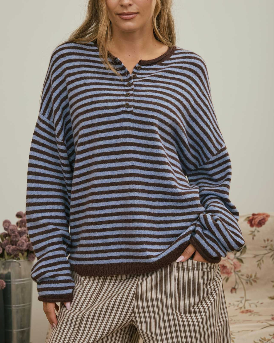 Choco Stripe Henley