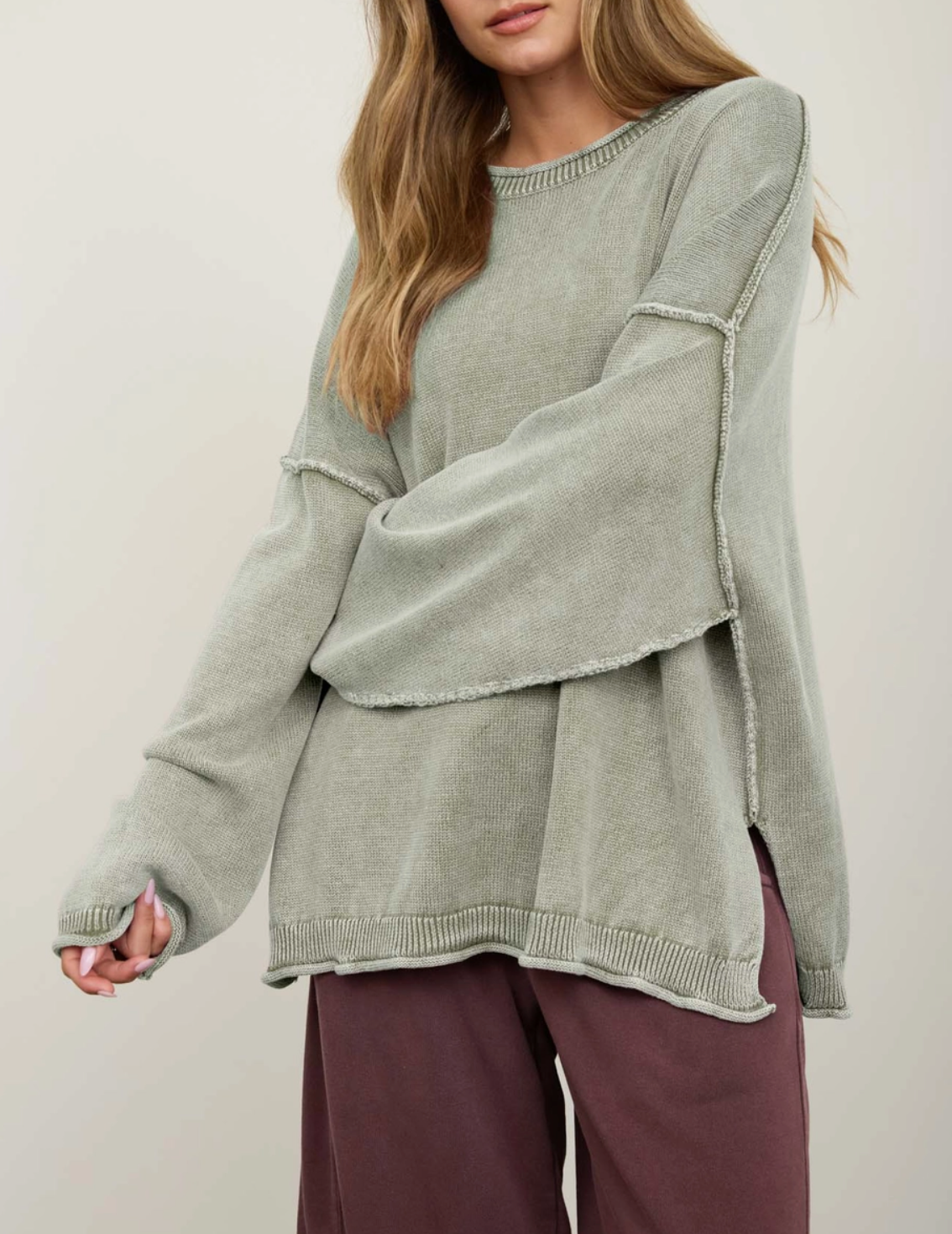 Washed Drop Sleeve Sweater