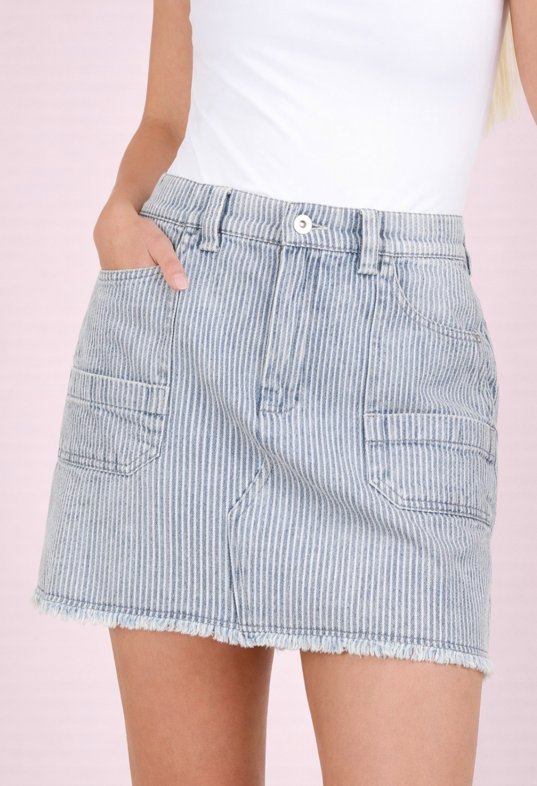 Striped Denim Mini Skirt