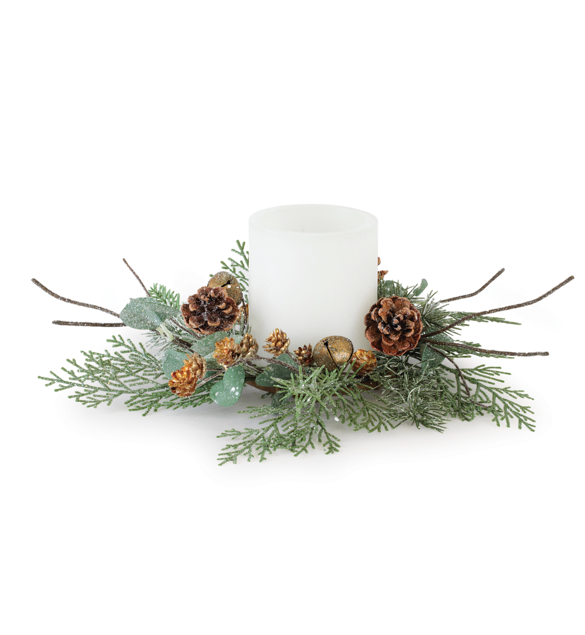 14" Glitzy Pine + Eucalyptus Candle Ring
