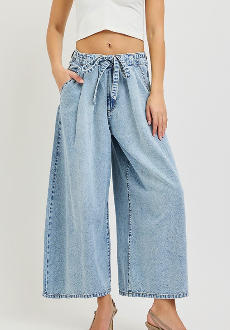 Risen High Rise Belted Crop Jean