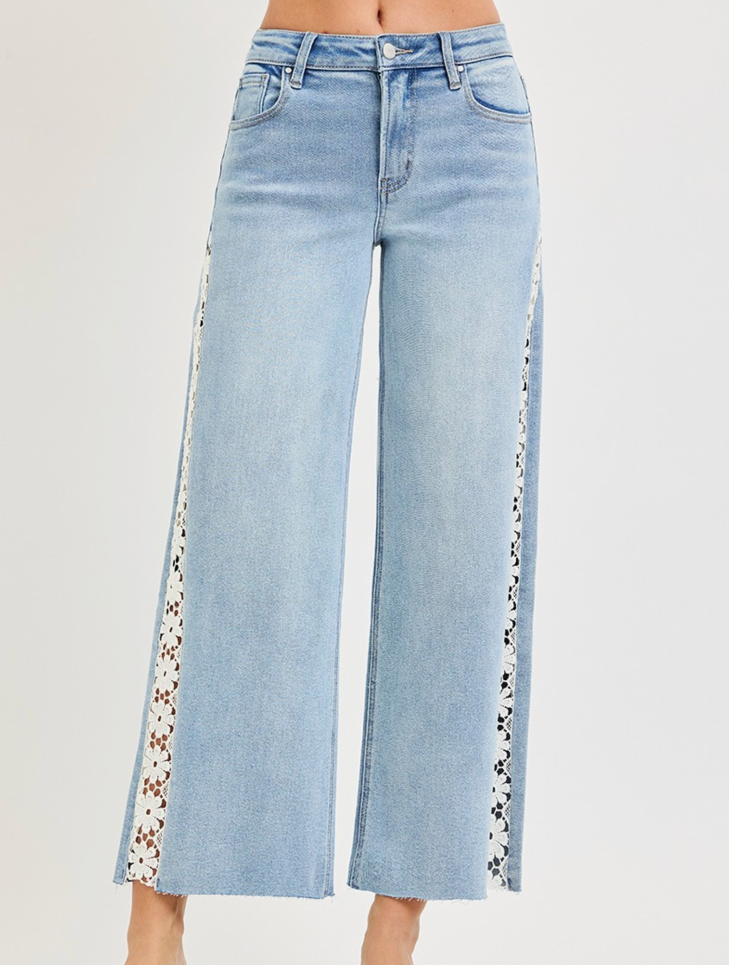 Risen High Rise Flower Lace Wide Leg