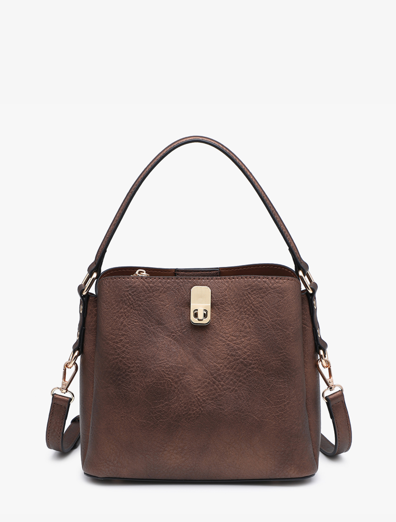 Allison Faux Canvas Satchel - Cocoa Pearl