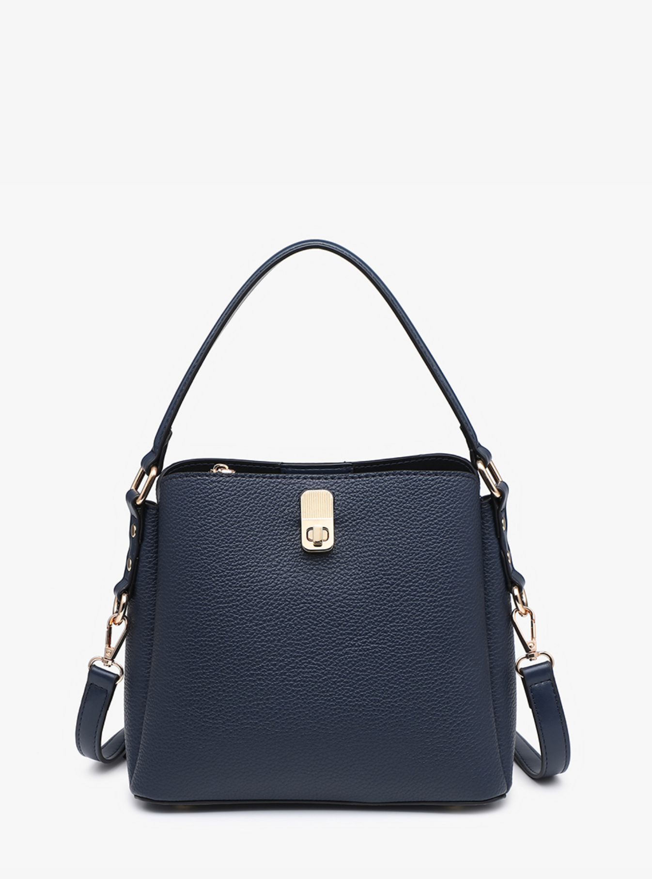 Allison Faux Canvas Satchel - Navy