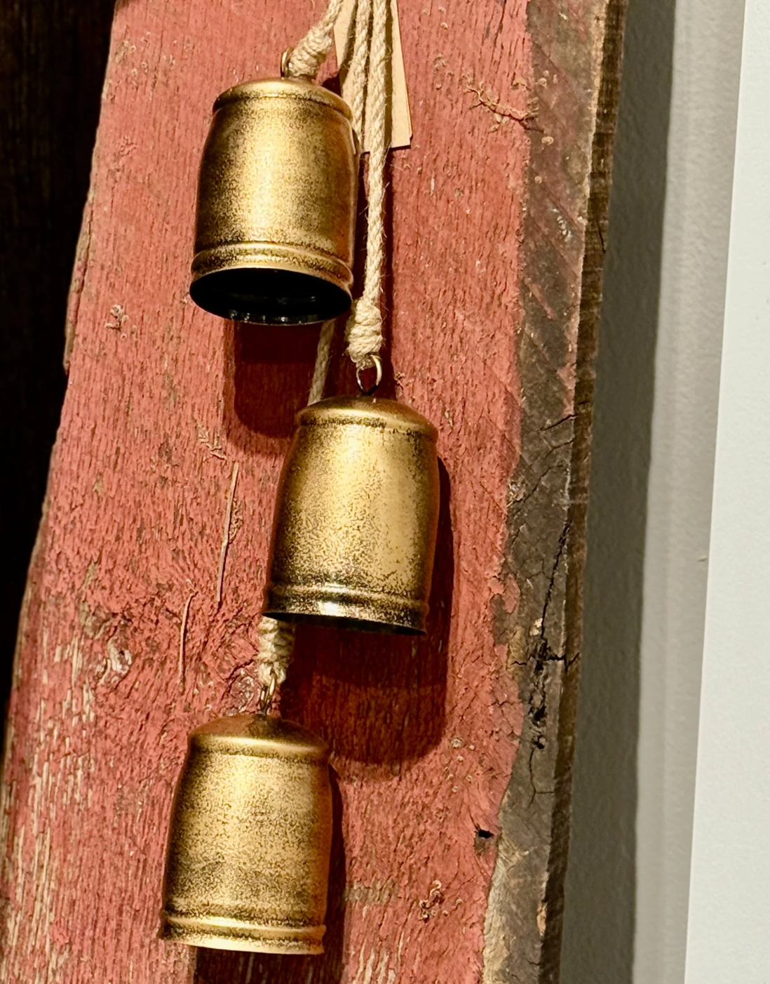 21" Antique Gold Bells On Jute