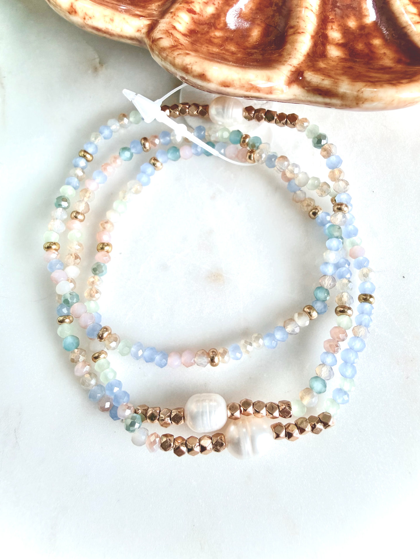 Pastel Glass + Pearl Bracelet