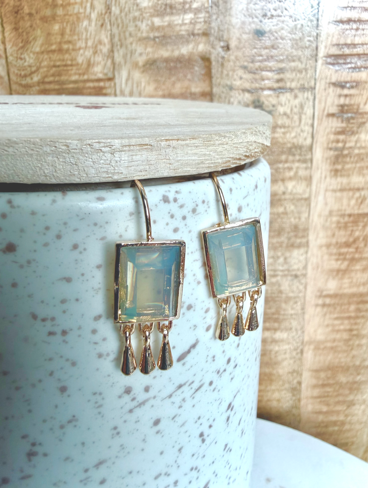 Emerald Cut Stone Drop Earring