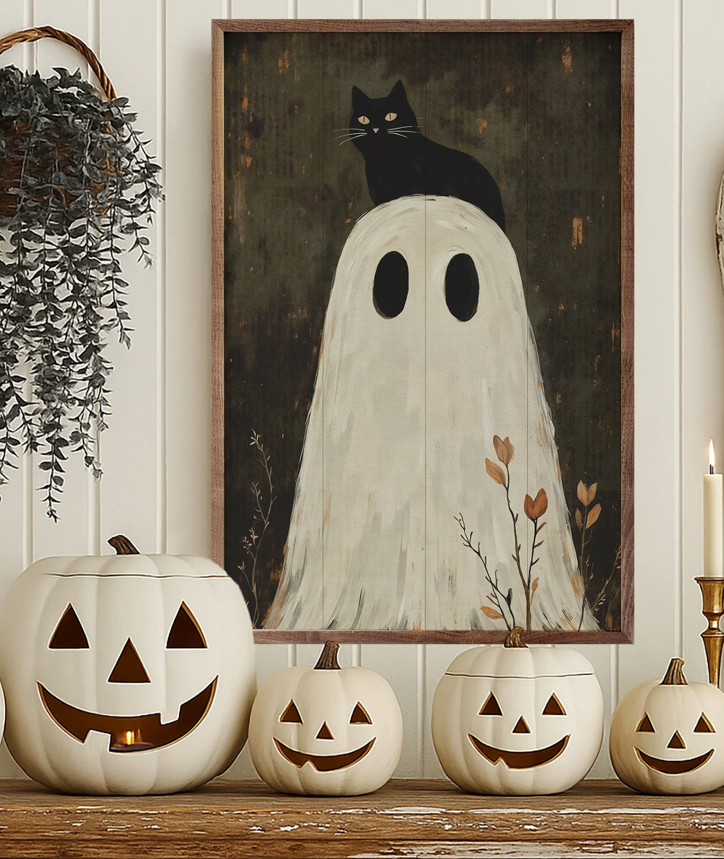 10" X 16" Ghost + Cat On Head