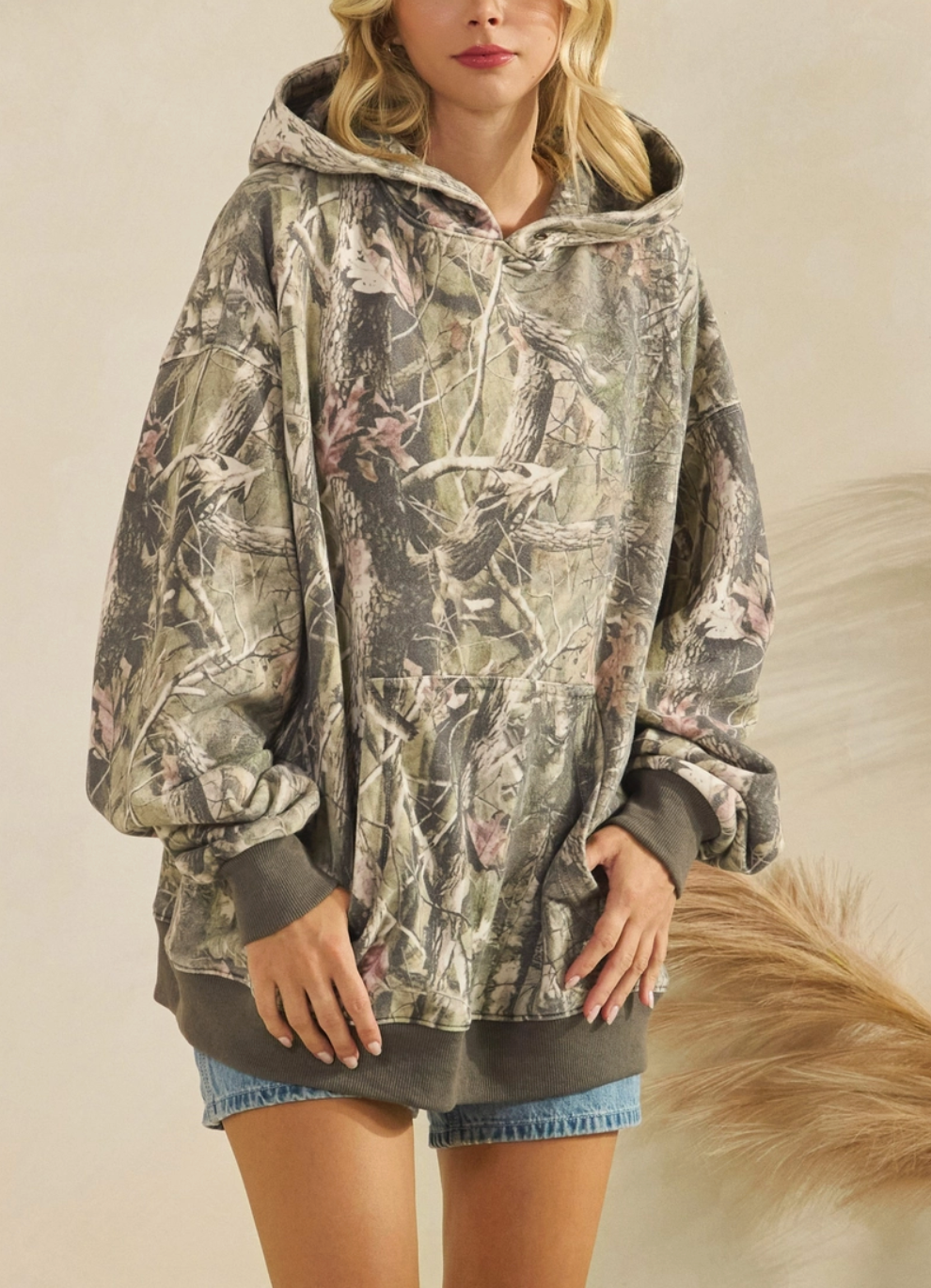 Olive Camo Fleece Hoodie