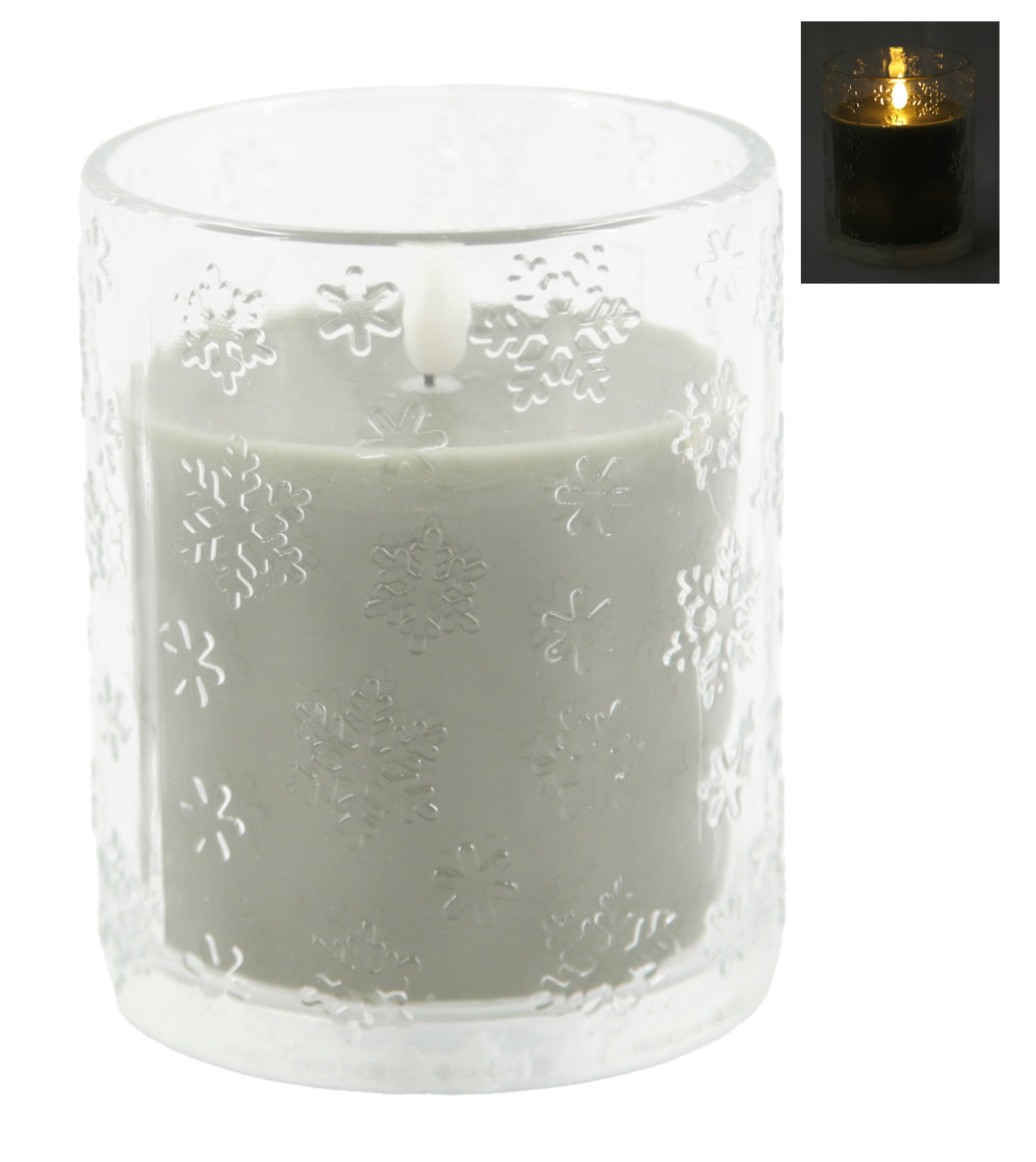 Snowflake Glass Jar LED Candle