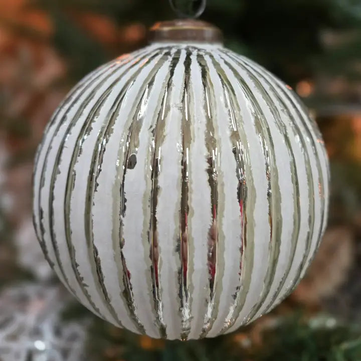 Silvery Snowball Ornament