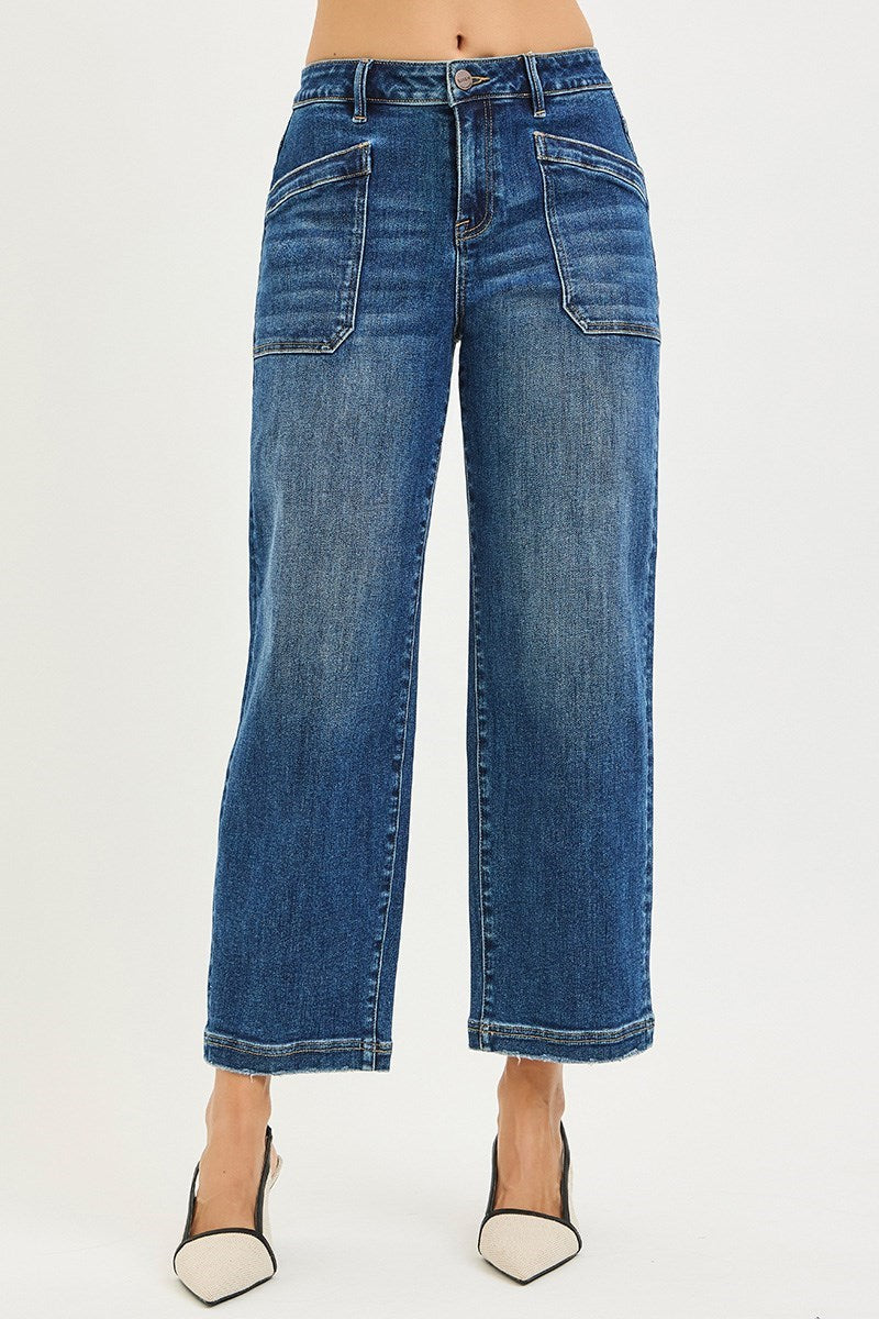 Risen Slouchy Crop Patch Pocket Jeans