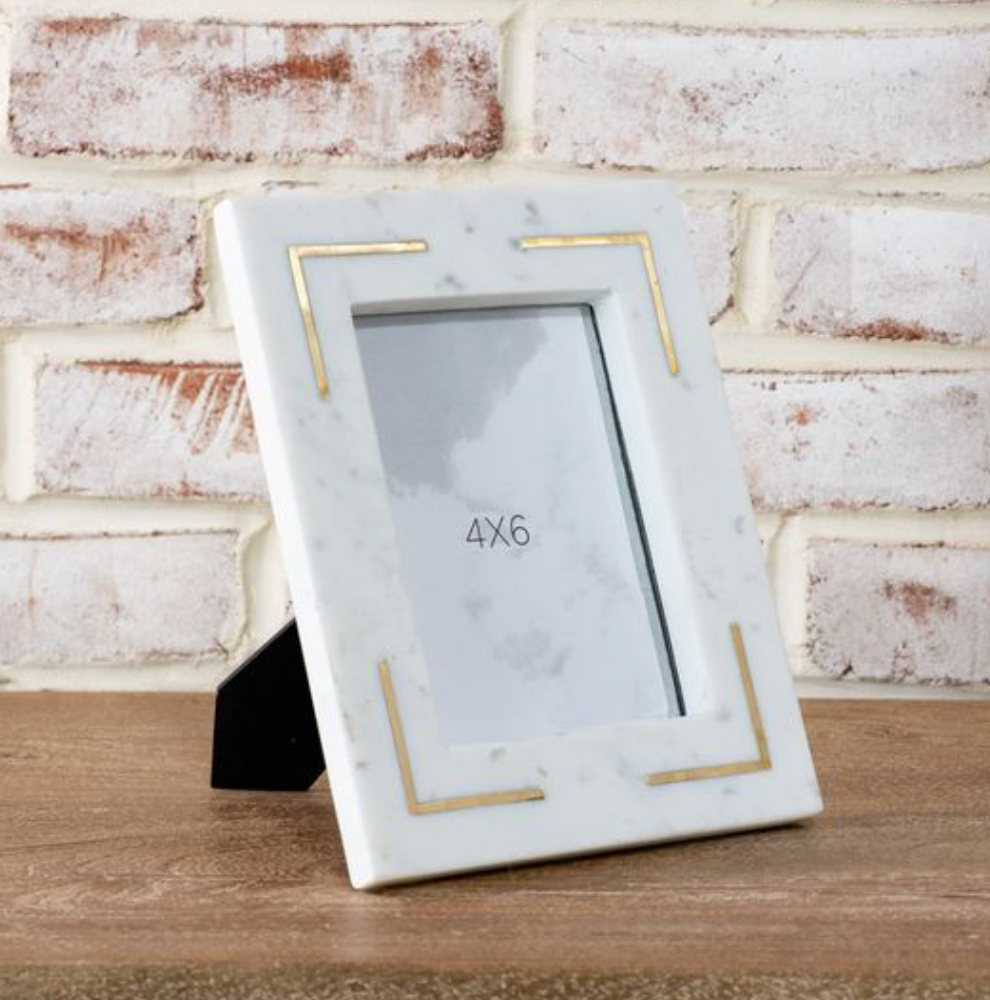 4 X 6 Marble Frame W/ Brass Inlay