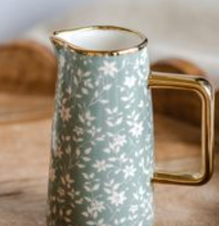Gold Accent White Flower Pitcher