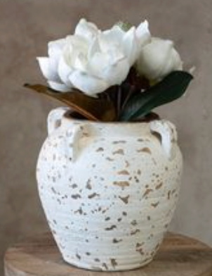 8.5 Vintage White Terra Cotta Vase