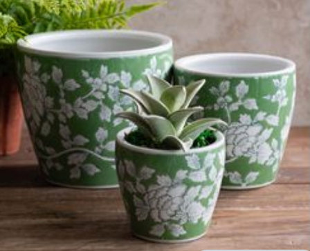 Gr/bl Floral Pots