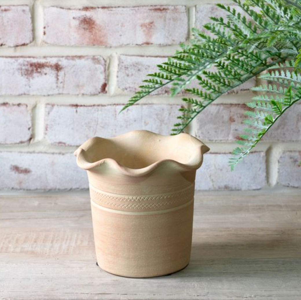 5.5 H. Terra Cotta Ruffle Top Planter