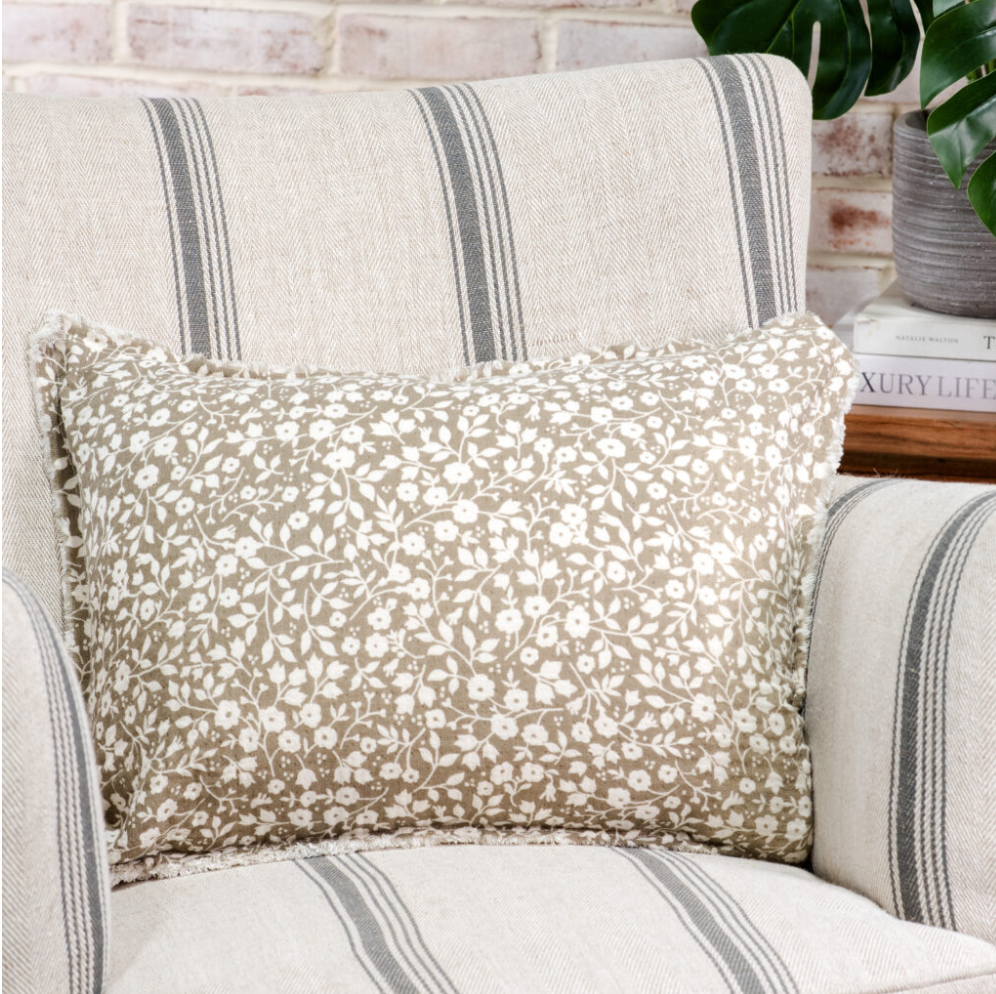 14 X 20 Beige Floral & Leaf Pillow