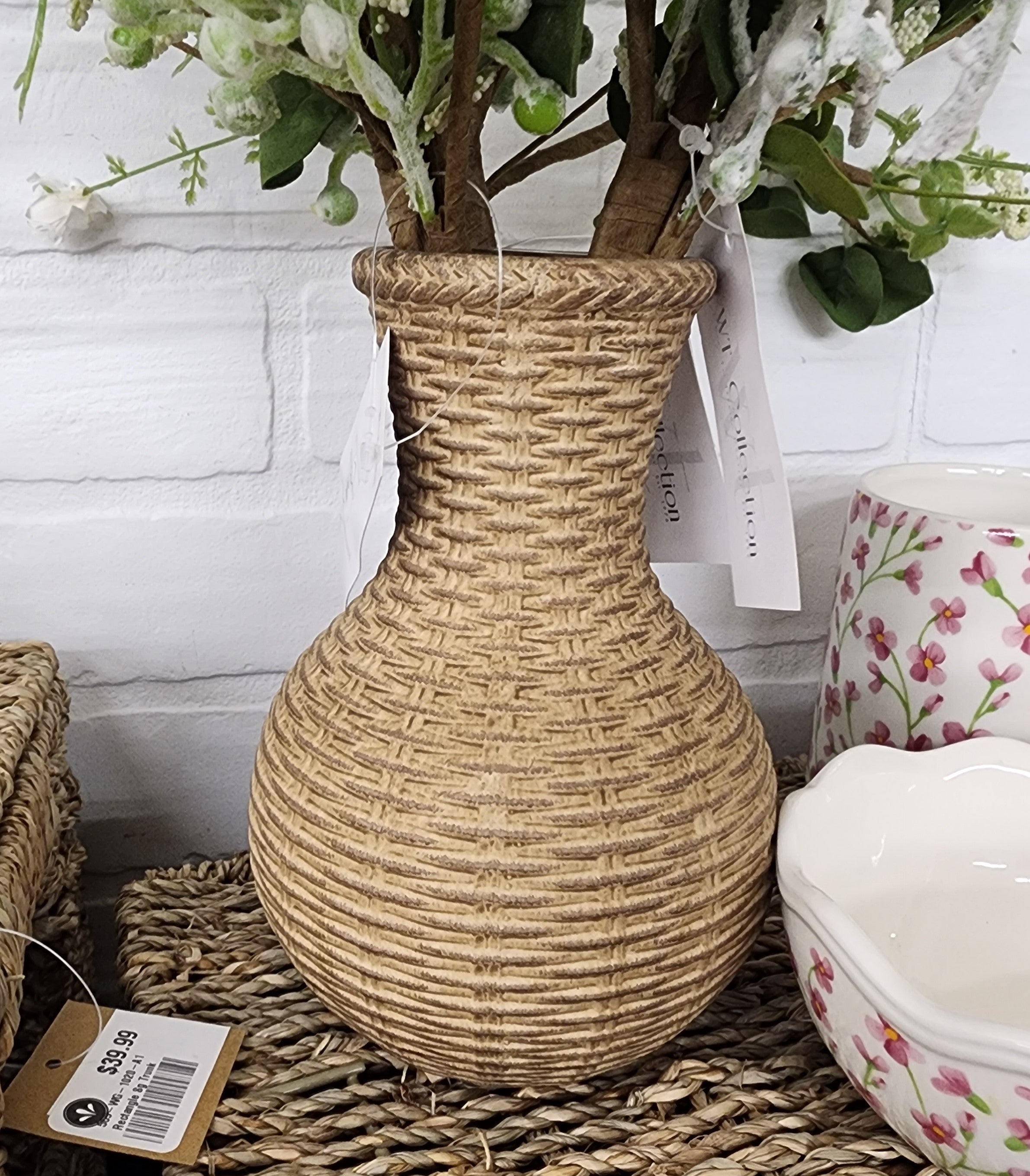 6.5 Nat. Weave Stoneware Vases
