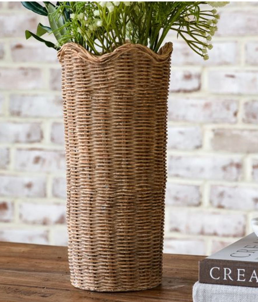 12.5h Basket Weave Cement Planter