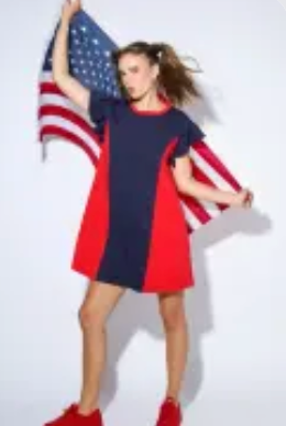 Round Neck Color Block Mini Dress
