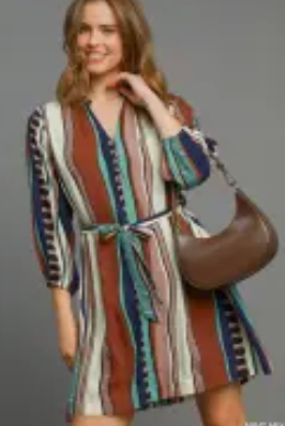 Belted Abstract Midi Dress