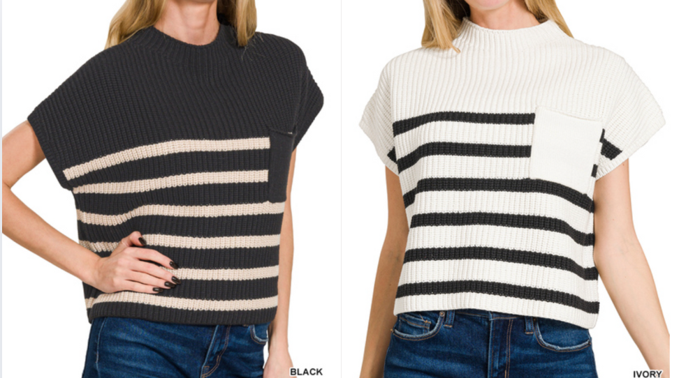 Short Sleeve Stripe Sweater