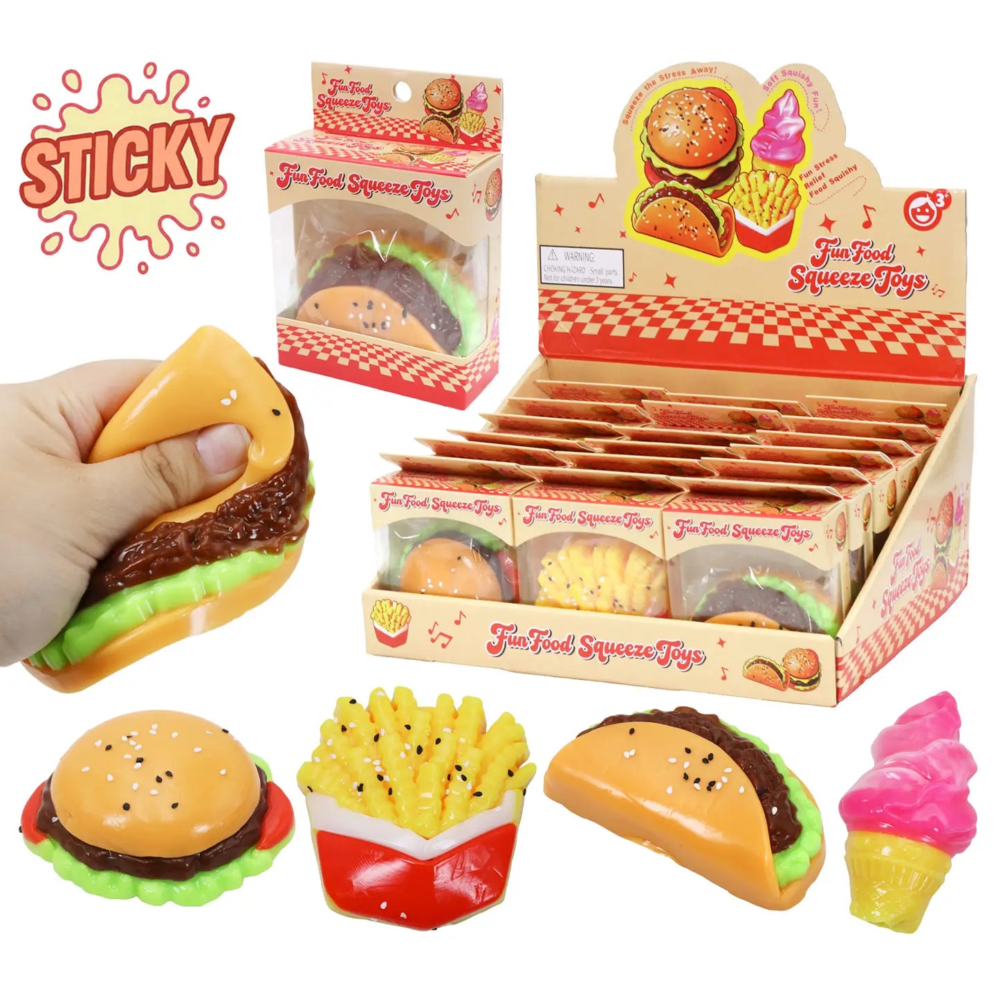 Fast Food Variety Jiggly Mochi Sticky Squishy Toy