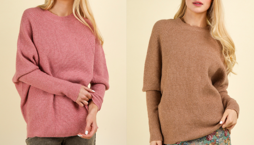 Raglan Dolman Sleeve Knit Sweater Top