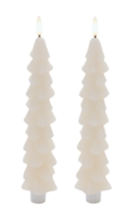 Fia Wick Tree Taper Candle (set Of 2) 9.5h Wax/plastic 4 & 8 Hr Timer 2 Aaa Batteries Not Included