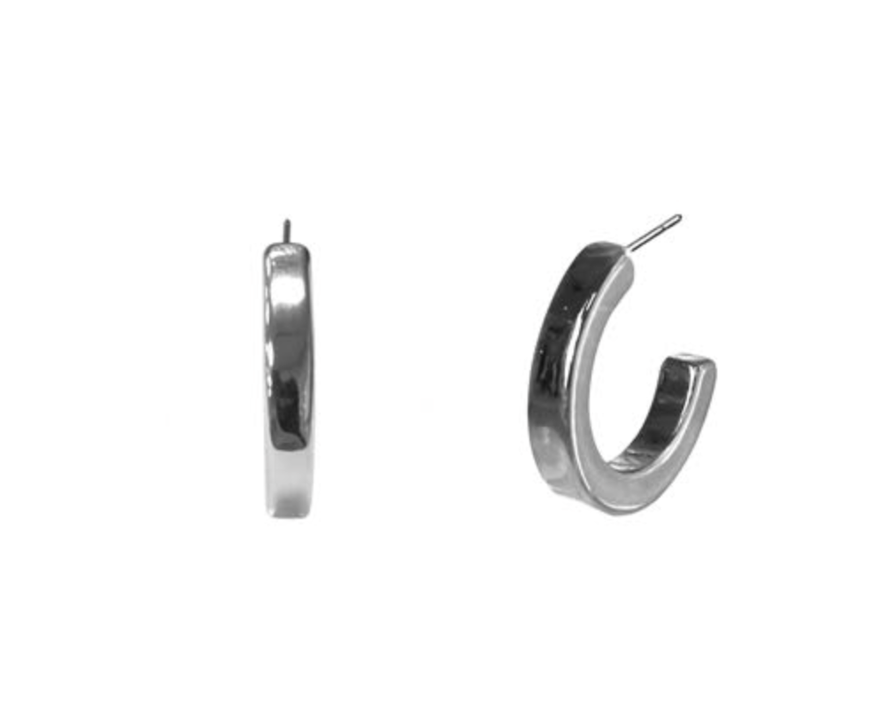 S S Metal Hoop Post Earring  Size:1.0x1.0in