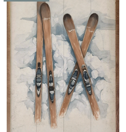 Pair Of Skiis In The Snow 5x8