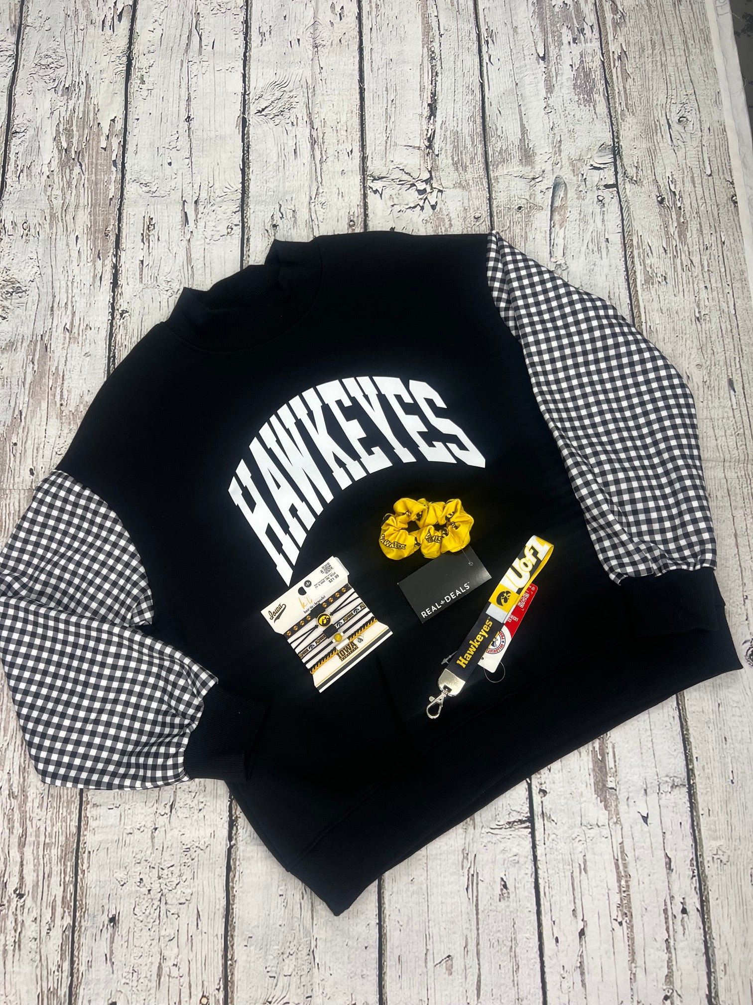 Hawkeye Mock Neck Checkered Sleeve