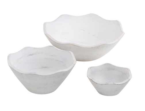 Wd Decratv Bowl Wht  12, 9, 6w