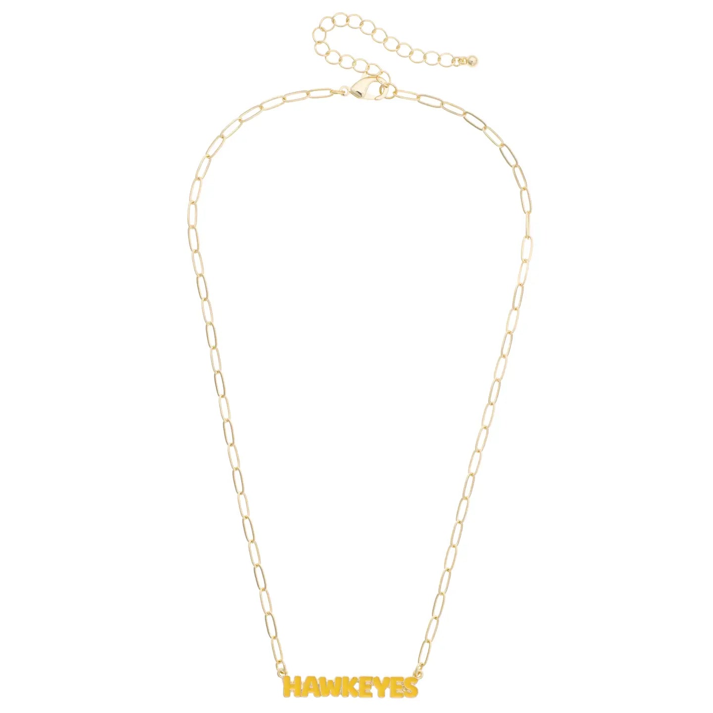 Iowa Hawkeyes Puffy Nameplate Necklace