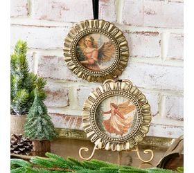 2 Asst Framed Angel Medallions