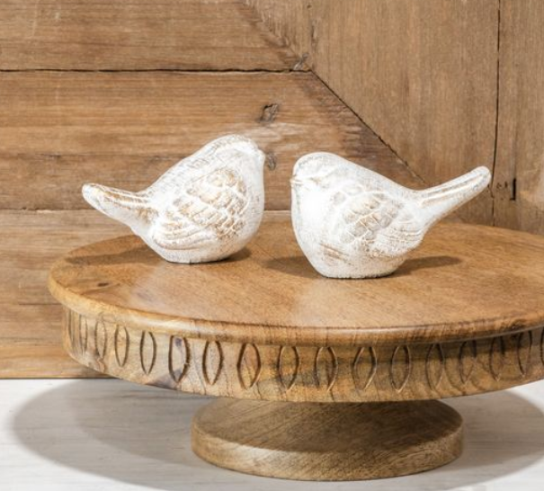 2 Asst. Gold Wash Cement Birds