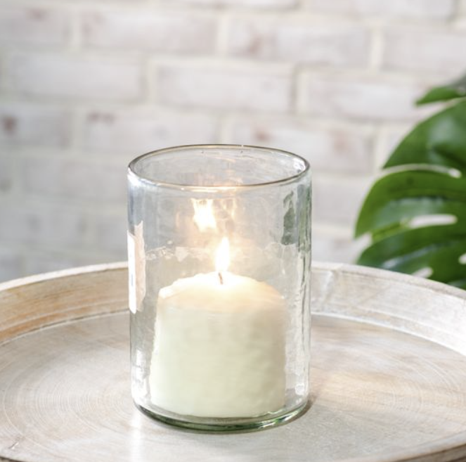 6 Hammered Clear Candle Jar