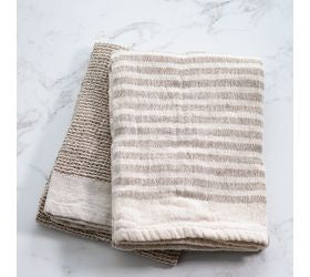 *inner* S/2 Beige Stripe/waffle Towels